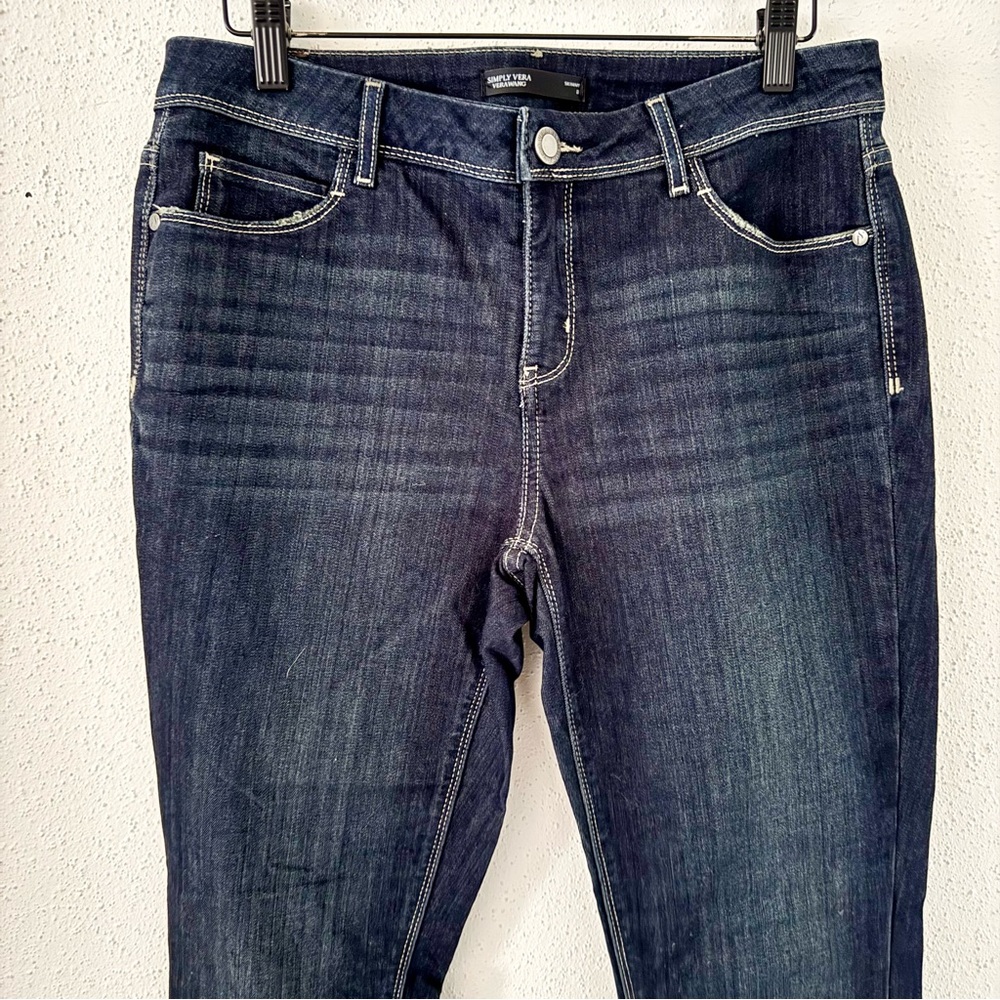 SIMPLY VERA Dark Wash Mid-Rise Skinny Denim Jeans Women's Size 8 Stretch 29 Wang - Picture 2 of 6